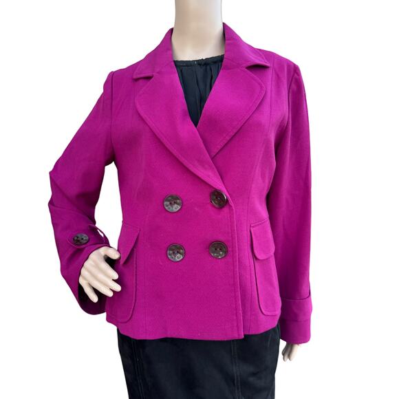 George Mark Eisen Pink Double Breasted Flared Sleeve Notched Lapel Blazer Size 8 - Picture 1 of 8